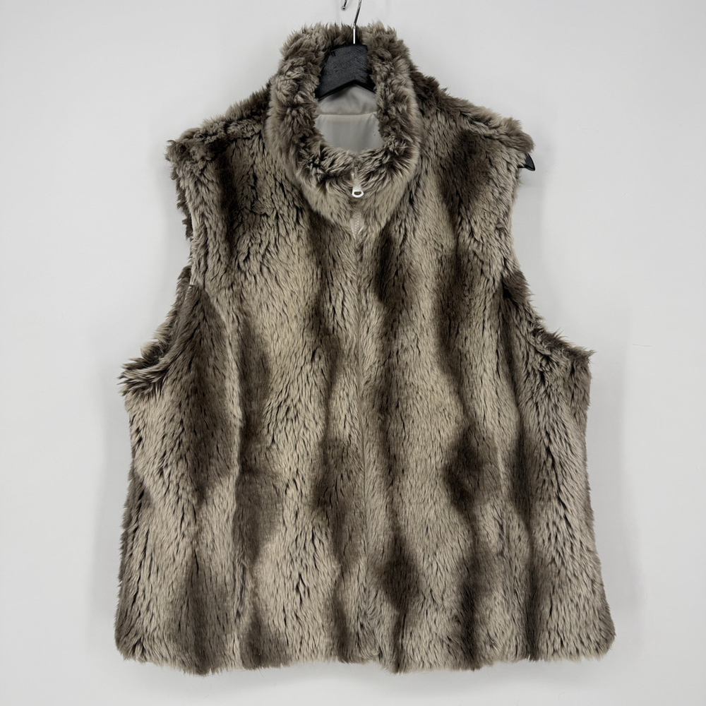 Kristen Blake Faux Fur Reversible Vest Women size XL Brown White